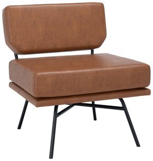 Safavieh Kermit Mid-Century Accent Chair In Cognac Vegan Leather - Stylish, Durable & Perfect For Any Space ACH6210D