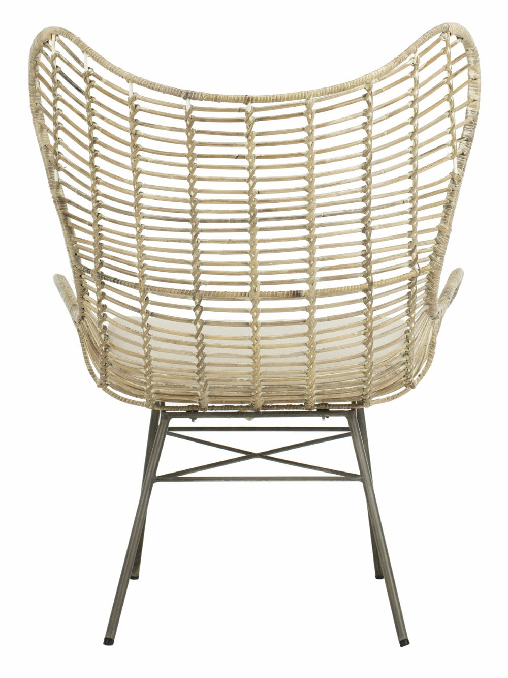 Safavieh Malia Coastal Rattan Wingback Armchair - Elegant White Wash Design With Plush Cushion Comfort ACH6500A