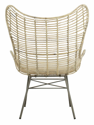 Safavieh Malia Coastal Rattan Wingback Armchair - Elegant White Wash Design With Plush Cushion Comfort ACH6500A