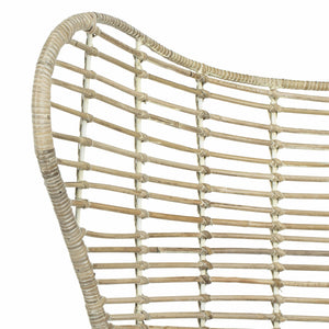 Safavieh Malia Coastal Rattan Wingback Armchair - Elegant White Wash Design With Plush Cushion Comfort ACH6500A