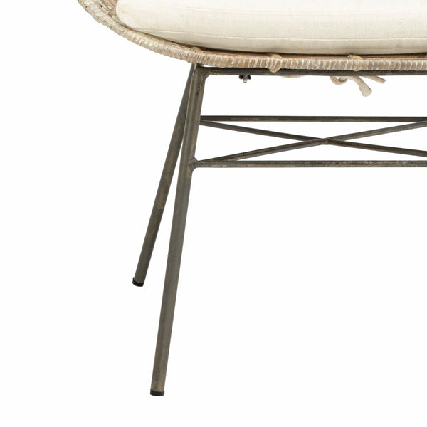 Safavieh Malia Coastal Rattan Wingback Armchair - Elegant White Wash Design With Plush Cushion Comfort ACH6500A