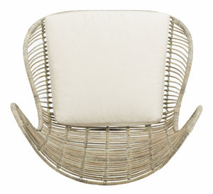 Safavieh Malia Coastal Rattan Wingback Armchair - Elegant White Wash Design With Plush Cushion Comfort ACH6500A