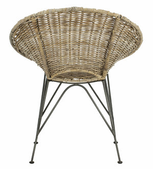 Safavieh Sierra Rattan Accent Chair - Modern Coastal Design With Ergonomic Comfort For Stylish Living Spaces Grey Wash/Dark Steel ACH6501A