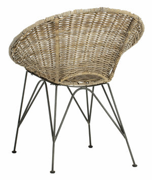 Safavieh Sierra Rattan Accent Chair - Modern Coastal Design With Ergonomic Comfort For Stylish Living Spaces Grey Wash/Dark Steel ACH6501A