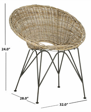Safavieh Sierra Rattan Accent Chair - Modern Coastal Design With Ergonomic Comfort For Stylish Living Spaces Grey Wash/Dark Steel ACH6501A