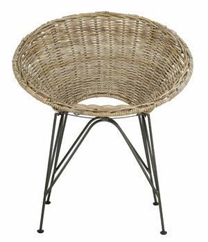 Safavieh Sierra Rattan Accent Chair - Modern Coastal Design With Ergonomic Comfort For Stylish Living Spaces Grey Wash/Dark Steel ACH6501A
