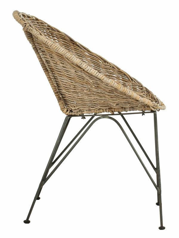 Safavieh Sierra Rattan Accent Chair - Modern Coastal Design With Ergonomic Comfort For Stylish Living Spaces Grey Wash/Dark Steel ACH6501A