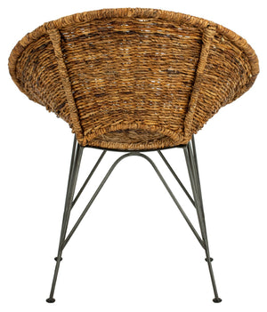 Safavieh Sierra Rattan Accent Chair - Modern Coastal Design With Ergonomic Comfort For Stylish Living Spaces Natural/Dark Steel ACH6501B