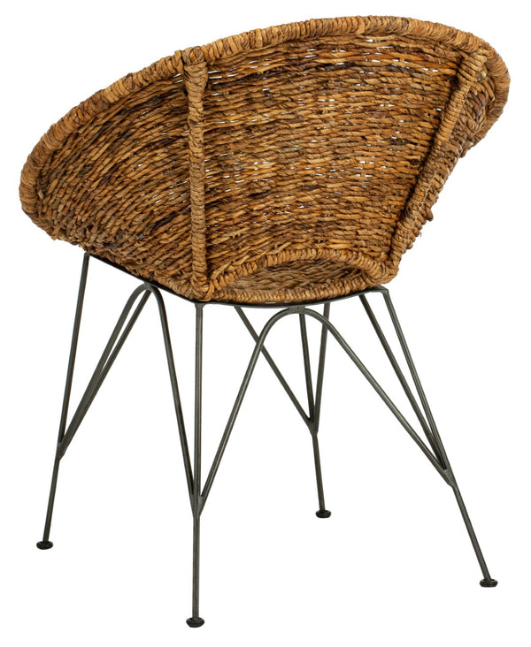 Safavieh Sierra Rattan Accent Chair - Modern Coastal Design With Ergonomic Comfort For Stylish Living Spaces Natural/Dark Steel ACH6501B