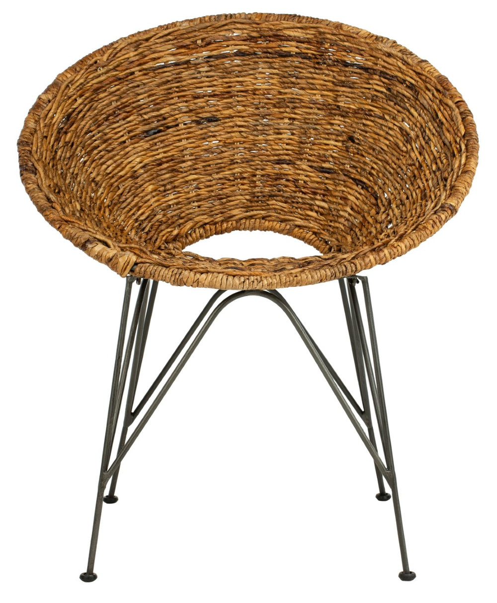 Safavieh Sierra Rattan Accent Chair - Modern Coastal Design With Ergonomic Comfort For Stylish Living Spaces Natural/Dark Steel ACH6501B