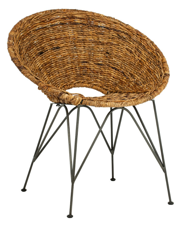 Safavieh Sierra Rattan Accent Chair - Modern Coastal Design With Ergonomic Comfort For Stylish Living Spaces Natural/Dark Steel ACH6501B