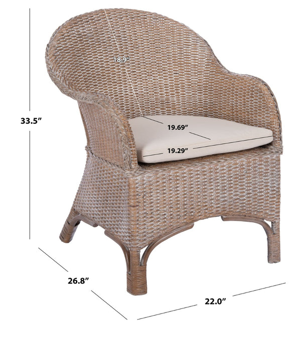 Safavieh Antonia Accent Chair With Plush Cushion - Coastal-Contemporary Rattan Design For Stylish Comfort ACH6504A