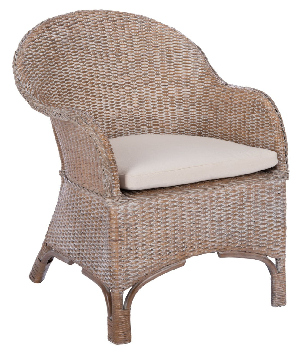 Safavieh Antonia Accent Chair With Plush Cushion - Coastal-Contemporary Rattan Design For Stylish Comfort ACH6504A