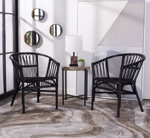 Safavieh ADRIANA RATTAN ACCENT CHAIR - Chic Modern Design with Sculptural Silhouette for Stylish Interiors Black ACH6505A-SET2