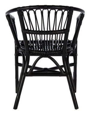 Safavieh ADRIANA RATTAN ACCENT CHAIR - Chic Modern Design with Sculptural Silhouette for Stylish Interiors Black ACH6505A-SET2