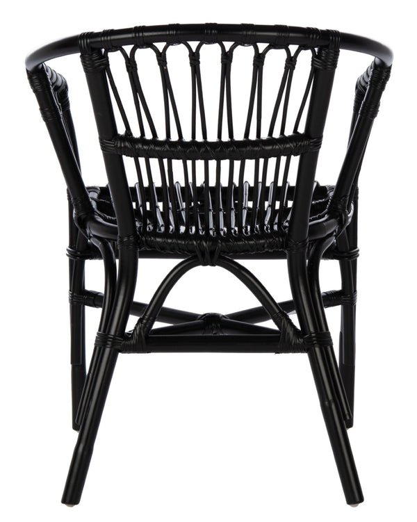 Safavieh ADRIANA RATTAN ACCENT CHAIR - Chic Modern Design with Sculptural Silhouette for Stylish Interiors Black ACH6505A-SET2