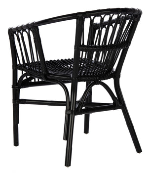 Safavieh ADRIANA RATTAN ACCENT CHAIR - Chic Modern Design with Sculptural Silhouette for Stylish Interiors Black ACH6505A-SET2