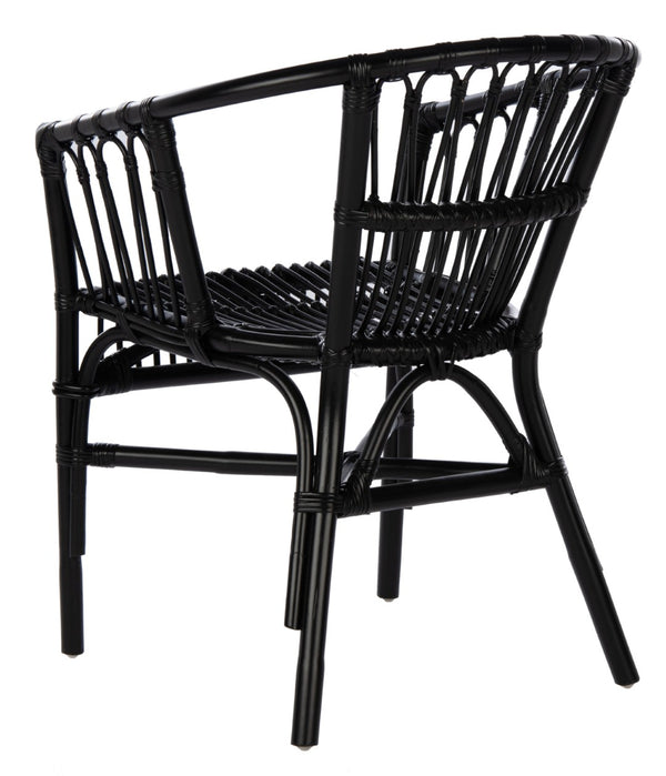 Safavieh ADRIANA RATTAN ACCENT CHAIR - Chic Modern Design with Sculptural Silhouette for Stylish Interiors Black ACH6505A-SET2