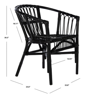 Safavieh ADRIANA RATTAN ACCENT CHAIR - Chic Modern Design with Sculptural Silhouette for Stylish Interiors Black ACH6505A-SET2