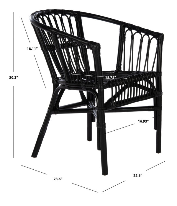 Safavieh ADRIANA RATTAN ACCENT CHAIR - Chic Modern Design with Sculptural Silhouette for Stylish Interiors Black ACH6505A-SET2