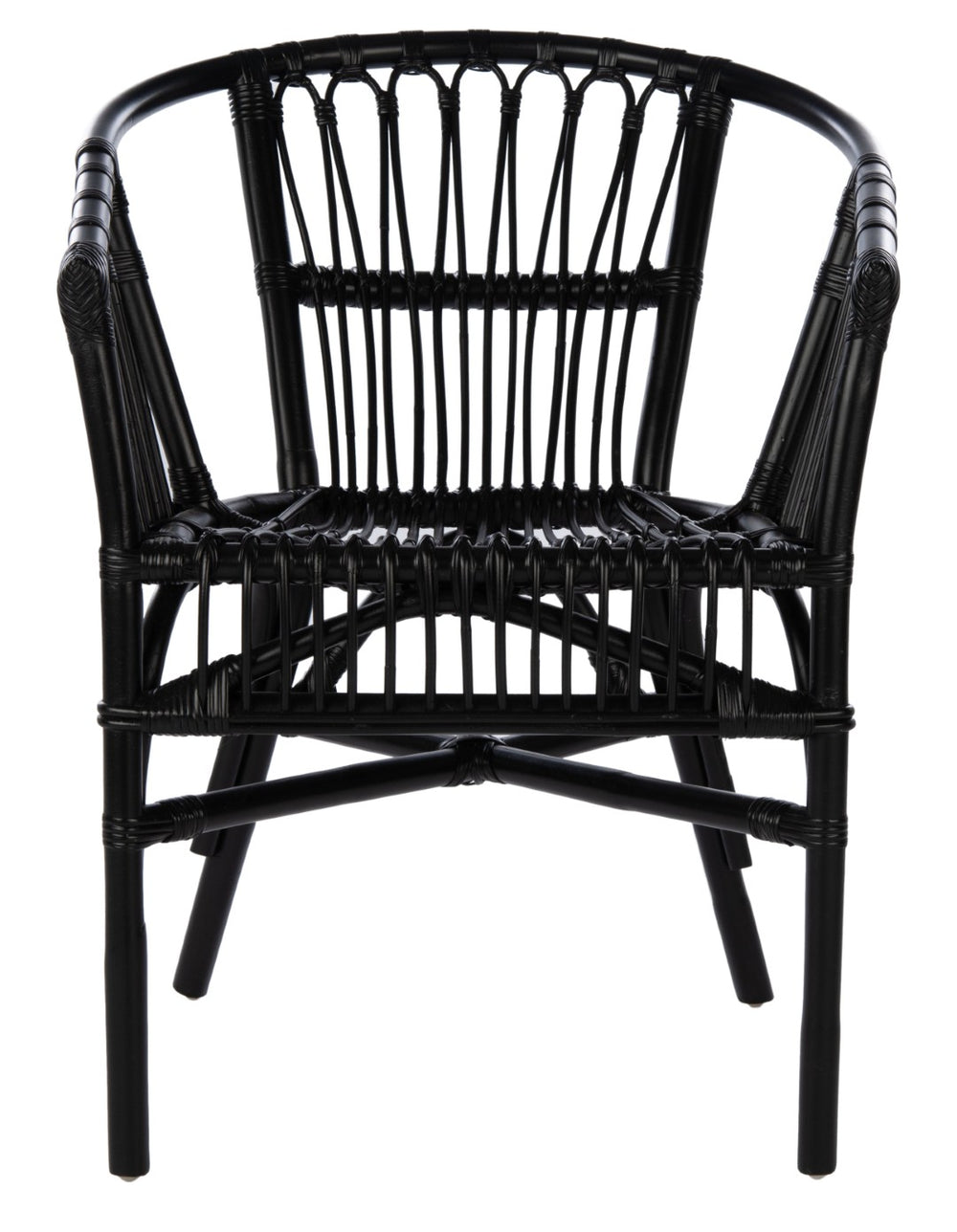 Safavieh ADRIANA RATTAN ACCENT CHAIR - Chic Modern Design with Sculptural Silhouette for Stylish Interiors Black ACH6505A-SET2