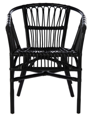 Safavieh ADRIANA RATTAN ACCENT CHAIR - Chic Modern Design with Sculptural Silhouette for Stylish Interiors Black ACH6505A-SET2