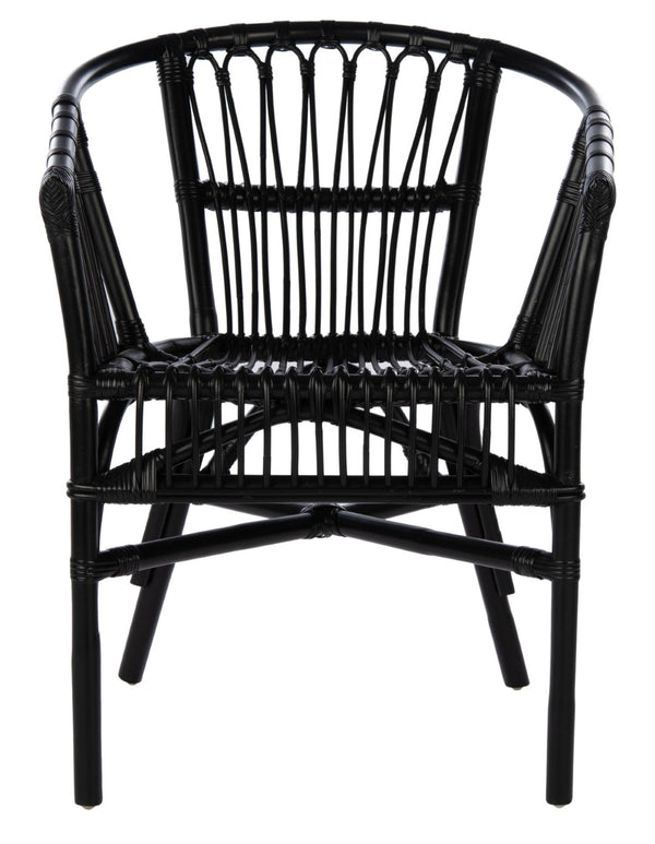 Safavieh ADRIANA RATTAN ACCENT CHAIR - Chic Modern Design with Sculptural Silhouette for Stylish Interiors Black ACH6505A-SET2