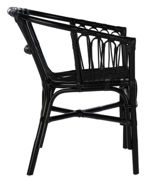 Safavieh ADRIANA RATTAN ACCENT CHAIR - Chic Modern Design with Sculptural Silhouette for Stylish Interiors Black ACH6505A-SET2