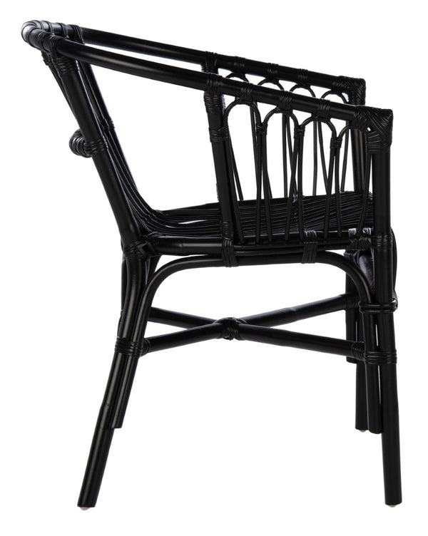Safavieh ADRIANA RATTAN ACCENT CHAIR - Chic Modern Design with Sculptural Silhouette for Stylish Interiors Black ACH6505A-SET2
