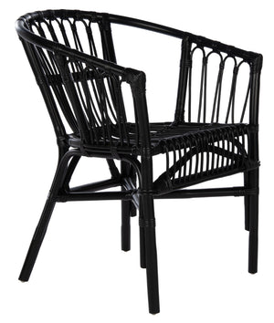 Safavieh ADRIANA RATTAN ACCENT CHAIR - Chic Modern Design with Sculptural Silhouette for Stylish Interiors Black ACH6505A-SET2