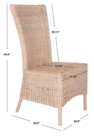 Safavieh ALLEN Accent Chair Set of 2 - Natural Whitewash Rattan for Stylish Living Room & Cozy Spaces ACH6506A-SET2