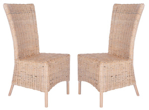 Safavieh ALLEN Accent Chair Set of 2 - Natural Whitewash Rattan for Stylish Living Room & Cozy Spaces ACH6506A-SET2