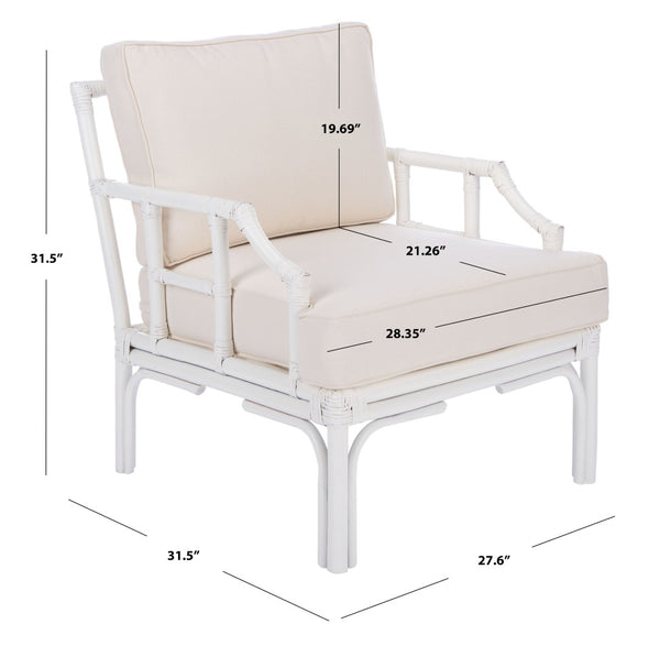 Safavieh Kazumi Accent Chair With Plush Cushion - Chinoiserie-Inspired Bamboo Frame For Stylish Comfort ACH6508A