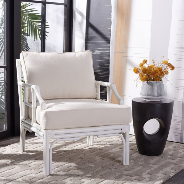 Safavieh Kazumi Accent Chair With Plush Cushion - Chinoiserie-Inspired Bamboo Frame For Stylish Comfort ACH6508A