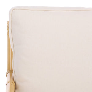 Kazumi Accent Chair With Plush Cushion — Rattan Frame, Transitional Coastal-Boho Style For Living Rooms