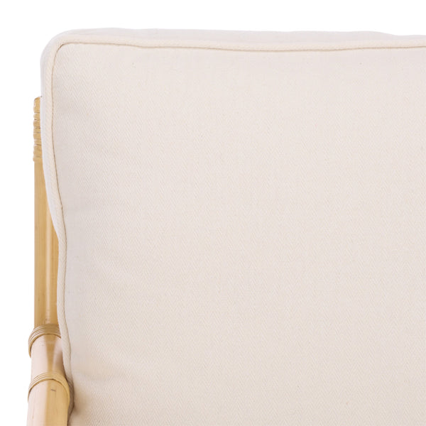 Kazumi Accent Chair With Plush Cushion — Rattan Frame, Transitional Coastal-Boho Style For Living Rooms
