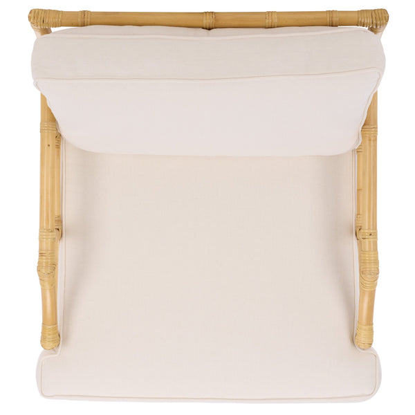 Kazumi Accent Chair With Plush Cushion — Rattan Frame, Transitional Coastal-Boho Style For Living Rooms