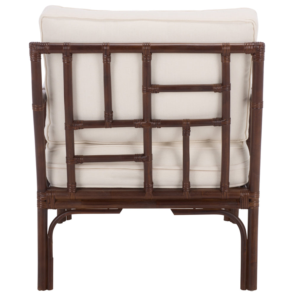 Kazumi Accent Chair With Plush Cushion — Rattan Frame, Transitional Coastal-Boho Style For Living Rooms