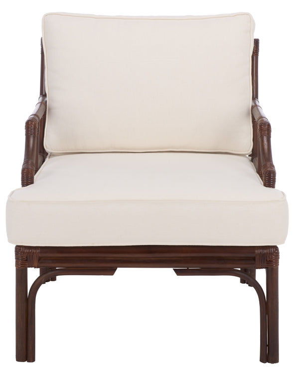 Kazumi Accent Chair With Plush Cushion — Rattan Frame, Transitional Coastal-Boho Style For Living Rooms