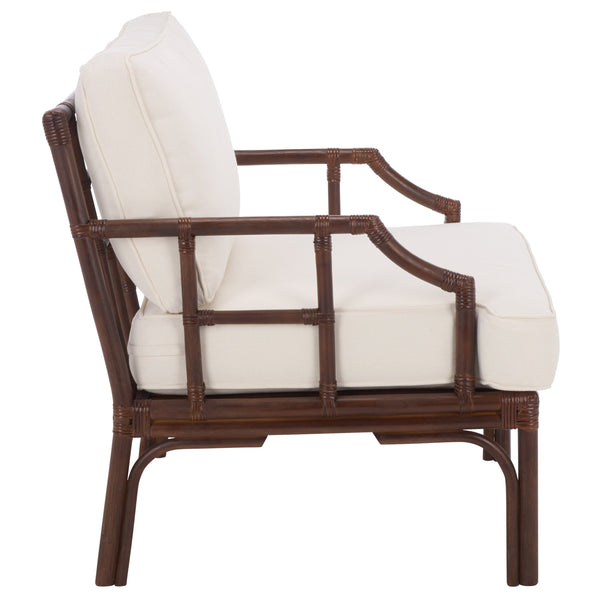 Kazumi Accent Chair With Plush Cushion — Rattan Frame, Transitional Coastal-Boho Style For Living Rooms