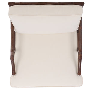 Kazumi Accent Chair With Plush Cushion — Rattan Frame, Transitional Coastal-Boho Style For Living Rooms