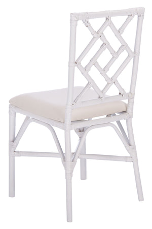 Safavieh BHUMI Accent Chair with Cushion - Stylish Bamboo-Inspired Design for Modern Living Spaces White / White ACH6509A-SET2