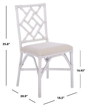 Safavieh BHUMI Accent Chair with Cushion - Stylish Bamboo-Inspired Design for Modern Living Spaces White / White ACH6509A-SET2