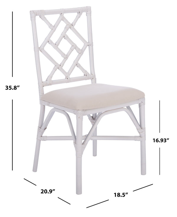 Safavieh BHUMI Accent Chair with Cushion - Stylish Bamboo-Inspired Design for Modern Living Spaces White / White ACH6509A-SET2