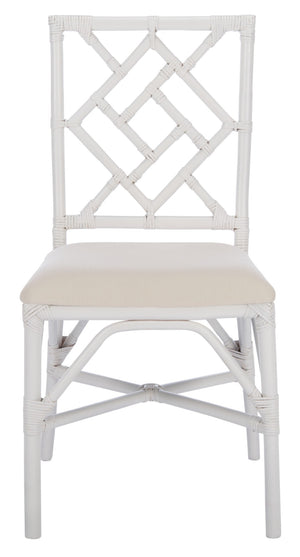 Safavieh BHUMI Accent Chair with Cushion - Stylish Bamboo-Inspired Design for Modern Living Spaces White / White ACH6509A-SET2