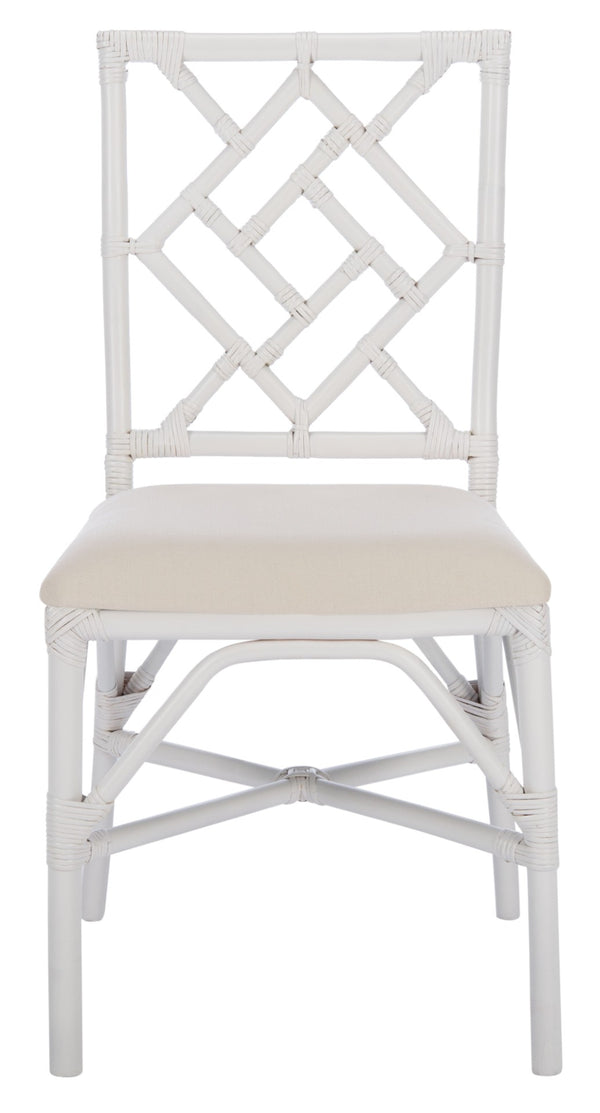 Safavieh BHUMI Accent Chair with Cushion - Stylish Bamboo-Inspired Design for Modern Living Spaces White / White ACH6509A-SET2