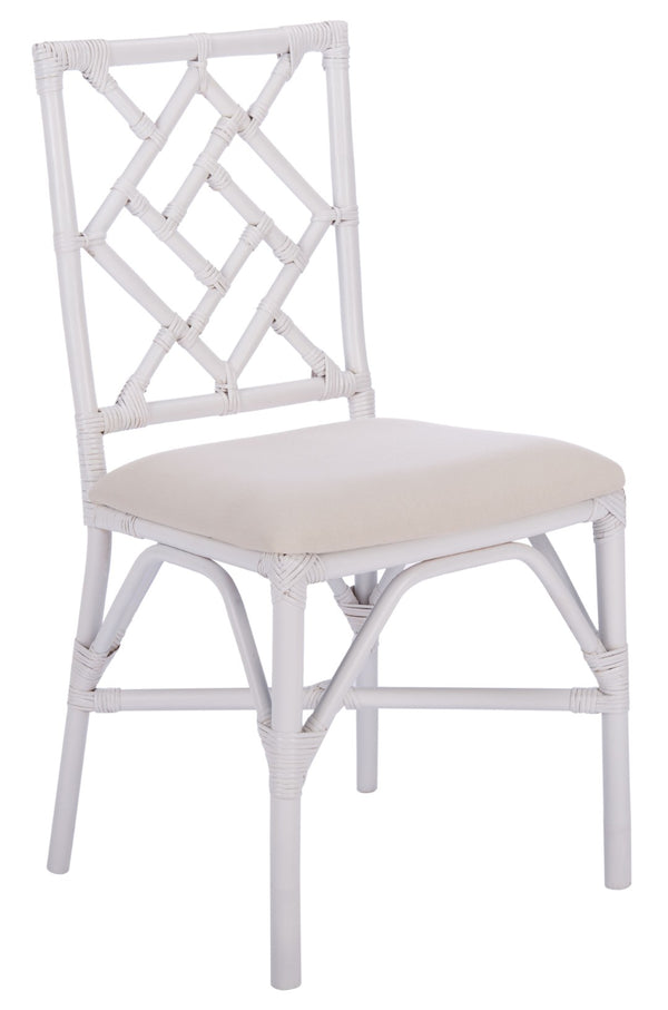 Safavieh BHUMI Accent Chair with Cushion - Stylish Bamboo-Inspired Design for Modern Living Spaces White / White ACH6509A-SET2