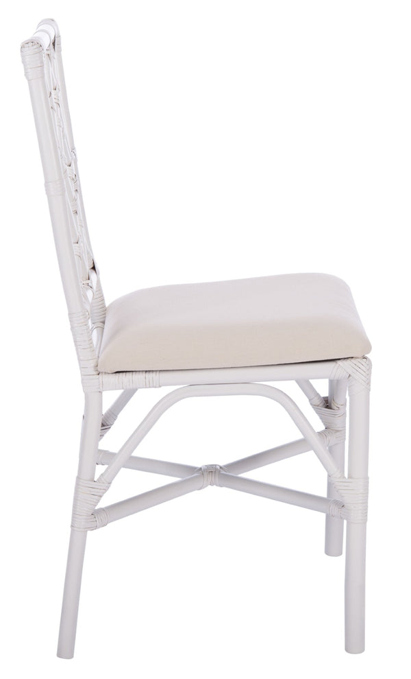 Safavieh BHUMI Accent Chair with Cushion - Stylish Bamboo-Inspired Design for Modern Living Spaces White / White ACH6509A-SET2