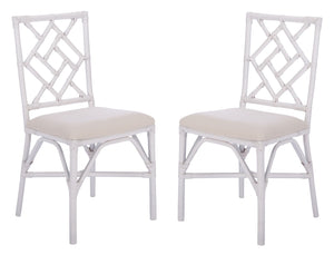 Safavieh BHUMI Accent Chair with Cushion - Stylish Bamboo-Inspired Design for Modern Living Spaces White / White ACH6509A-SET2