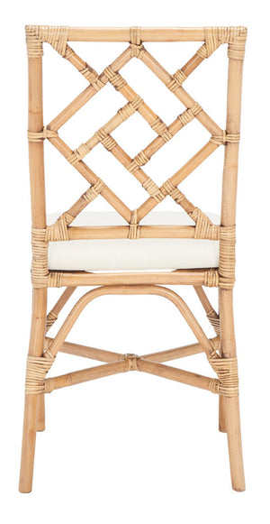 Safavieh BHUMI Accent Chair with Cushion - Stylish Bamboo-Inspired Design for Modern Living Spaces White / Honey Brown Wash ACH6509B-SET2